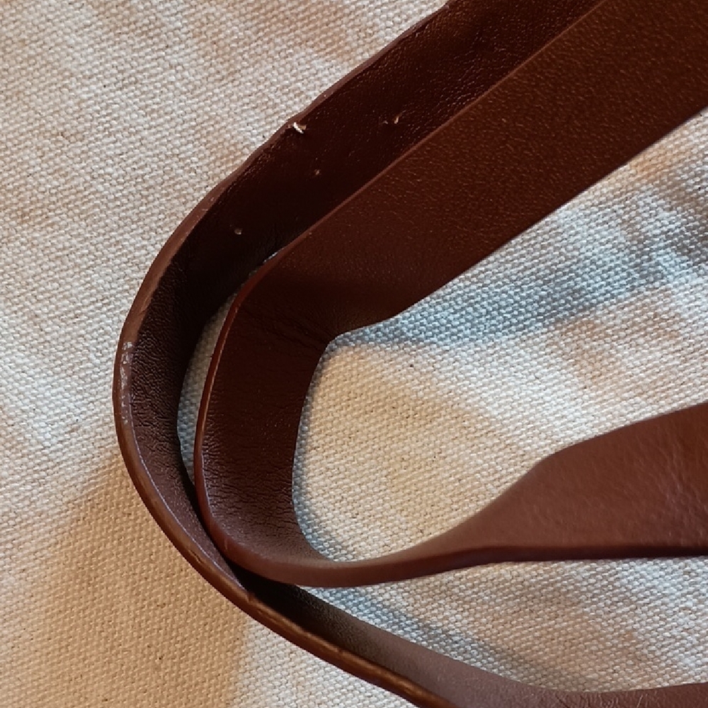 White Canvas Graphic Tote Bag About Parenting with Slightly Worn Brown Straps - Picture 3 of 4
